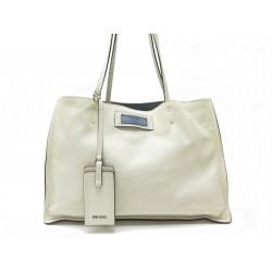 SAC A MAIN PRADA ETIQUETTE CABAS EN CUIR ECRU LEATHER +POCHON SHOPPING BAG 2025€