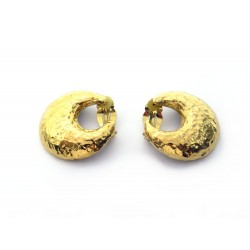 VINTAGE BOUCLES D'OREILLES YVES SAINT LAURENT EN METAL DORE GOLDEN EARRINGS