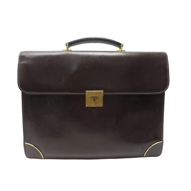 VINTAGE SACOCHE GUCCI A SOUFFLET CARTABLE PORTE DOCUMENTS CUIR MARRON BRIEFCASE