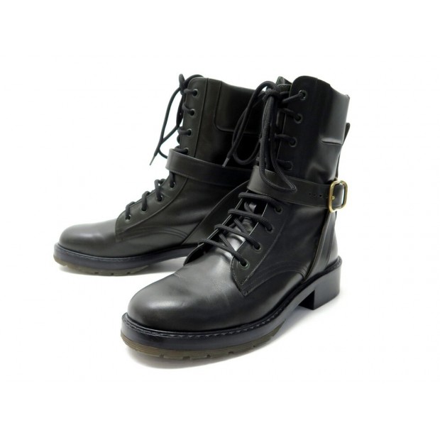 CHAUSSURES CHLOE DIANE LACE-UP BOOT CHC20A349L4001 40 BOTTINES CUIR NOIR 1790€