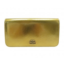 NEUF PORTEFEUILLE BALENCIAGA LONG BB 601479 EN CUIR DORE NEW GOLD WALLET 500€