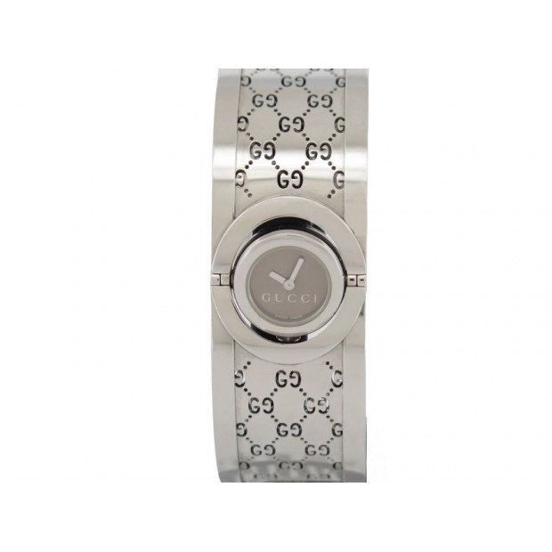 MONTRE GUCCI TWIRL SMALL 112 23 MM QUARTZ EN ACIER PALLADIE STEEL WATCH 900€