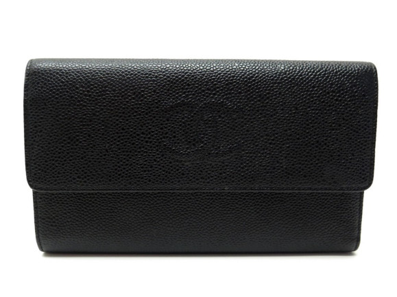 portefeuille chanel timeless logo cc cuir caviar noir