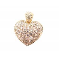 PENDENTIF COEUR EN OR JAUNE 18K & DIAMANTS 4 CT 15.2 GRAMMES YELLOW GOLD PENDANT