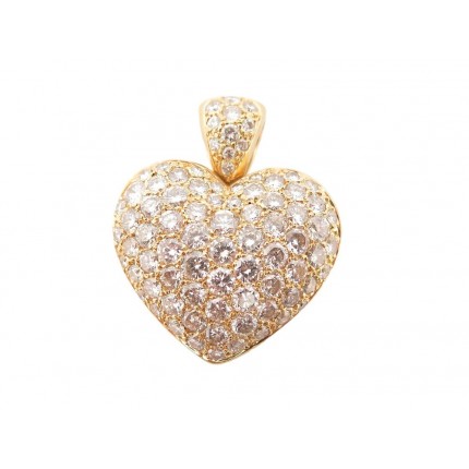 PENDENTIF COEUR EN OR JAUNE 18K & DIAMANTS 4 CT 15.2 GRAMMES YELLOW GOLD PENDANT