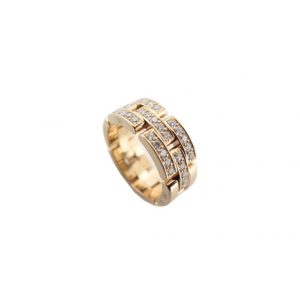 BAGUE CARTIER PANTHERE MAILLONS T56 OR JAUNE 18K & 35 DIAMANTS 0.7CT RING 12000€