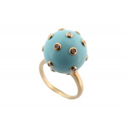 BAGUE VICTORIA CASAL TAC TAC T54 OR JAUNE PIERRE TURQUOISE DIAMANTS RING 2490€