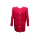 VINTAGE VESTE LONGUE CHANEL BOUTONS LOGO CC L 42 ROUGE CACHEMIRE JACKET 8400€