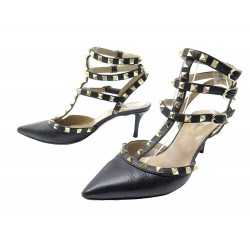 CHAUSSURES VALENTINO GARAVANI ESCARPINS ROCKSTUD 37 IT 38 FR NOIR SHOES 750€