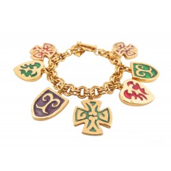 NEUF VINTAGE BRACELET YVES SAINT LAURENT CHARMS 1980 GOOSSENS CROIX DE MALTE
