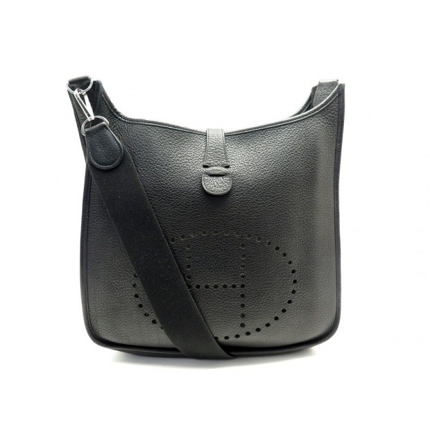 SAC A MAIN HERMES EVELYNE III 29 BANDOULIERE CUIR NOIR LEATHER HAND BAG 2800€