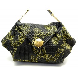 NEUF SAC A MAIN VERSACE ECUSSON MEDUSA CUIR MATELASSE NOIR DORE BAROQUE HAND BAG