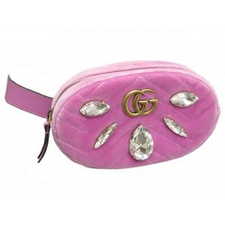 NEUF SAC CEINTURE GUCCI MARMONT 476434 EN VELOURS ROSE ET STRASS NEW BAG 1980€