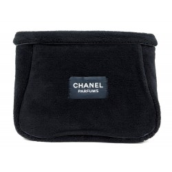 NEUF TROUSSE CHANEL PARFUMS EPONGE 30CM EN COTON EPONGE NOIR TOILETRY BAG POUCH