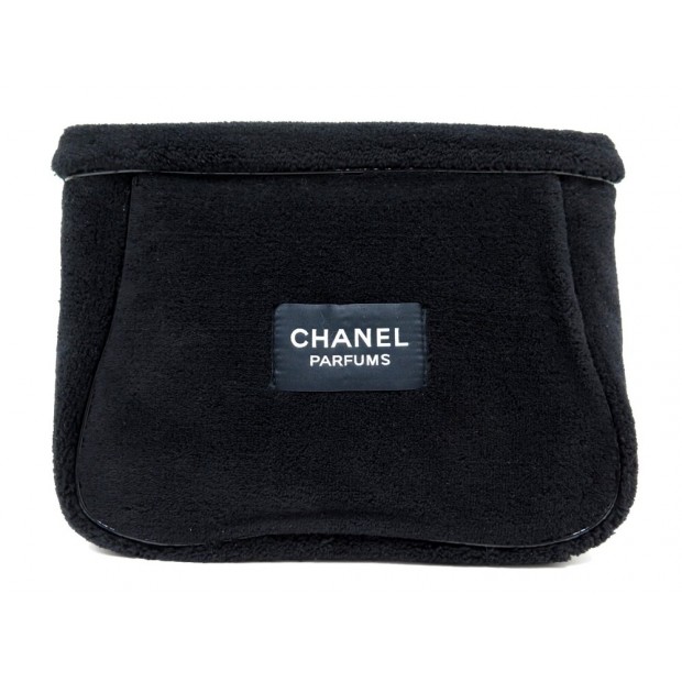 NEUF TROUSSE CHANEL PARFUMS EPONGE 30CM EN COTON EPONGE NOIR TOILETRY BAG POUCH