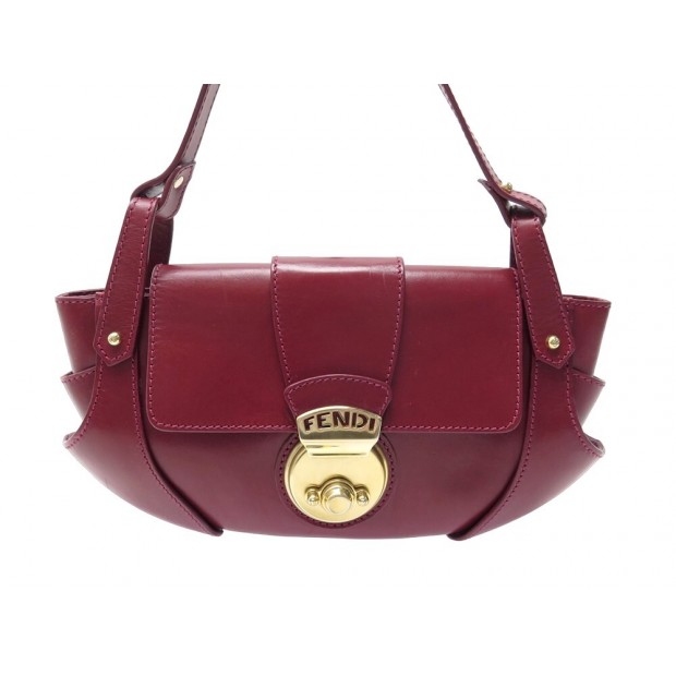 SAC POCHETTE A MAIN FENDI COMPILATION 8BR429 EN CUIR BORDEAUX CLUTCH BAG 1400€