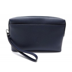 NEUF POCHETTE CARTIER SQUARE MUST CRL1002261 CUIR GRAINE BLEU NEW POUCH 1245€