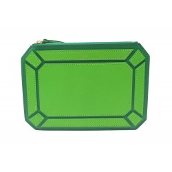 NEUF POCHETTE CHRISTIAN DIOR EN CUIR VERT NEW GREEN LEATHER POUCH CLUTCH 650€