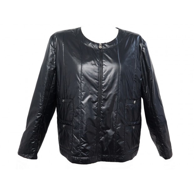 NEUF MANTEAU CHANEL P43461V31559 DOUDOUNE XL 48 EN NYLON NOIR BLOUSON COAT 4700€