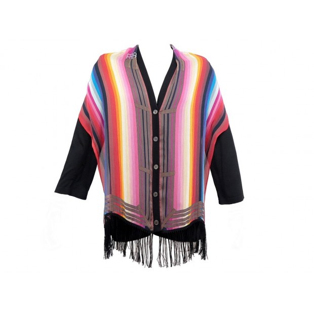 NEUF GILET HERMES L 44 EN MOUSSELINE DE SOIE MULTICOLORE NEW SILK CARDIGAN 1900€