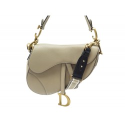 SAC A MAIN CHRISTIAN DIOR SADDLE BANDOULIERE CUIR GRAINE BEIGE BAG PURSE 4690€