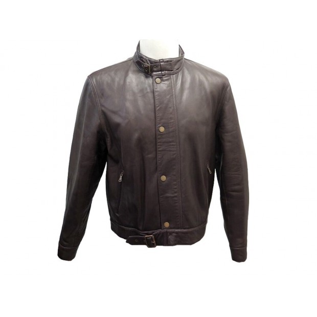 BLOUSON POLO RALPH LAUREN L 52 VESTE BIKER EN CUIR MARRON LEATHER JACKET 1850€