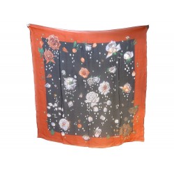 VINTAGE CHALE HERMES LA ROSEE FOULARD 140 MOUSSELINE DE SOIE ROUGE SHAWL 1110€