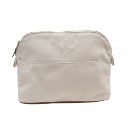 NEUF TROUSSE DE VOYAGE HERMES BOLIDE MM TOILE COTON BEIGE BOITE POUCH 355€