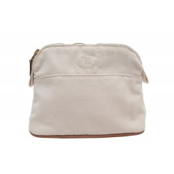 NEUF POCHETTE HERMES TROUSSE BOLIDE MINI MINI EN TOILE COTON ECRU NEW POUCH 265€