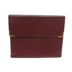 VINTAGE COUVERTURE AGENDA CARTIER MUST ORGANIZER CUIR BORDEAUX DIARY COVER 1000€