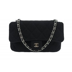 SAC A MAIN CHANEL MINI CLASSIQUE RABAT TIMELESS CC TOILE MATELASSEE NOIRE CLUTCH