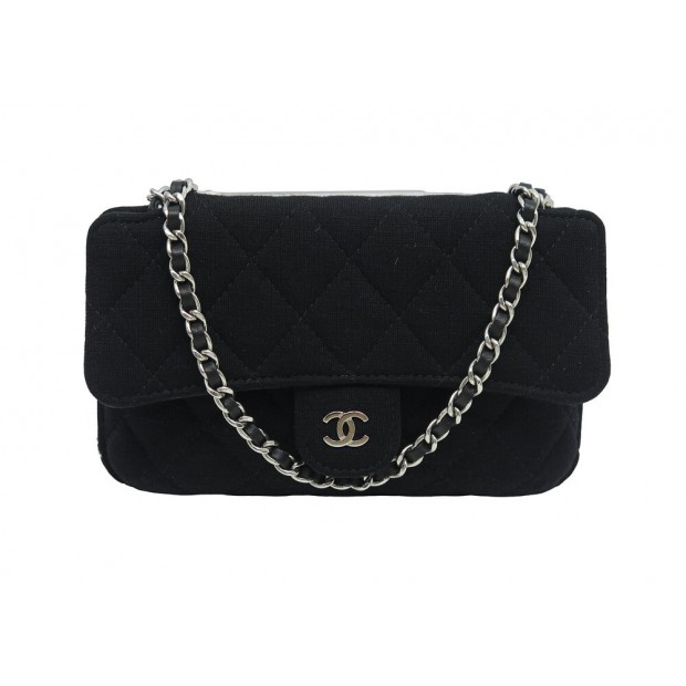 SAC A MAIN CHANEL MINI CLASSIQUE RABAT TIMELESS CC TOILE MATELASSEE NOIRE CLUTCH