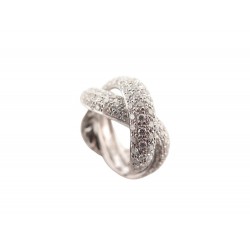 BAGUE POIRAY TRESSE 4 RANGS EN OR BLANC 18K 128 DIAMANTS 2.3CT GOLD RING 11500€