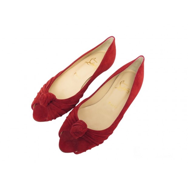 NEUF CHAUSSURES CHRISTIAN LOUBOUTIN LADY GRES BALLERINES 36.5 DAIM SHOES 575€