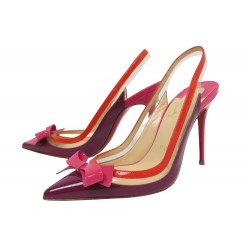 CHAUSSURES CHRISTIAN LOUBOUTIN SLINGBACK BOW ESCARPINS 36 CUIR ROSE SHOES 695€
