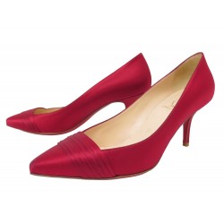 CHAUSSURES CHRISTIAN LOUBOUTIN ESCARPINS 36 EN SATIN ROUGE RED SATIN SHOES 595€