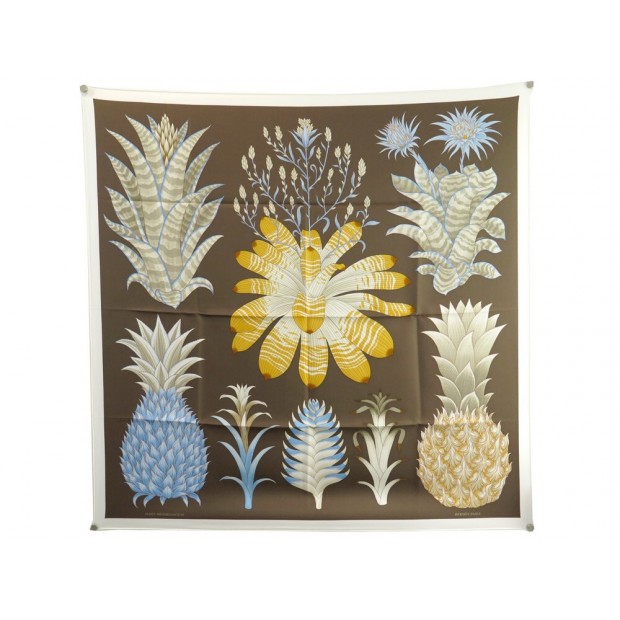 NEUF FOULARD HERMES INDEX BROMELIACEAE H003801S KATIE SCOTT EN SOIE + BOITE 460€