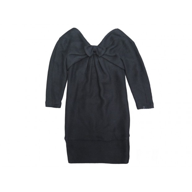 NEUF ROBE CHANEL P46023V33829 XS 34 COTON NOIR DOUBLURE SOIE BLACK DRESS 4890€