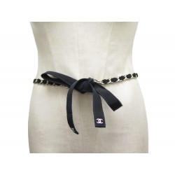 NEUF CEINTURE CHANEL A NOUER 75-105 CM CHAINE DOREE ET LIEN TOILE NOIR BELT 995€