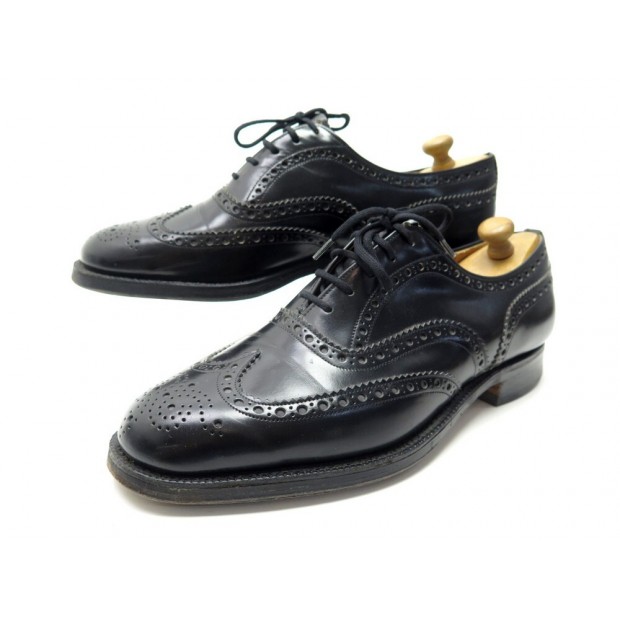 CHAUSSURES CHURCH'S BURWOOD 8.5F 42.5 RICHELIEU BOUT FLEURI CUIR NOIR SHOES 940€