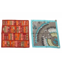 LOT GAVROCHES HERMES BIBLIOTHEQUE + BRAZIL SOIE SILK CARRES SET SCARVES 420€