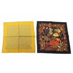 LOT GAVROCHES HERMES POCHETTE + CITROUILLES ET COLOQUINTES SOIE SCARVES 420€