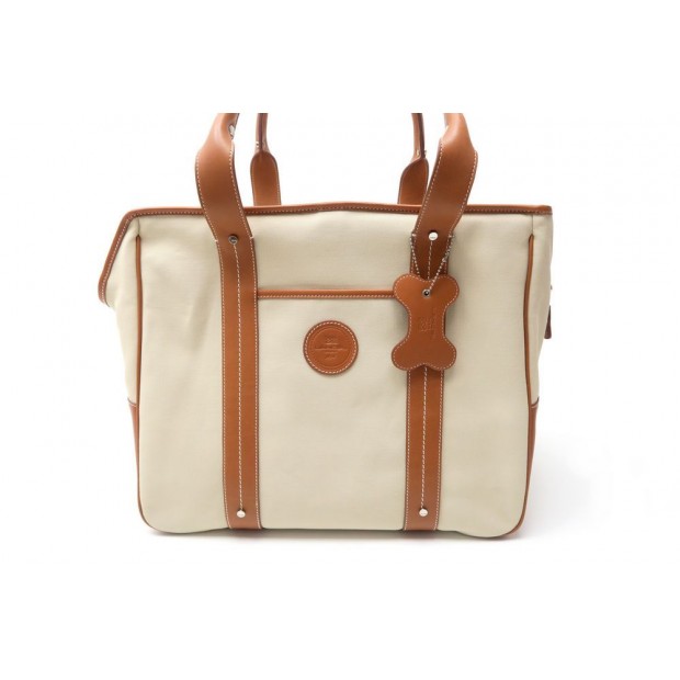 NEUF SAC DE VOYAGE POUR CHIEN LANCEL BAGAGE EN TOILE & CUIR TRAVEL DOG BAG 490€