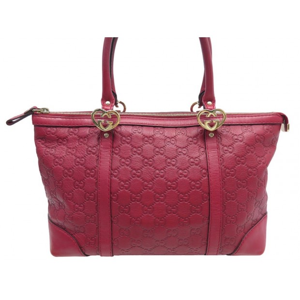 SAC A MAIN GUCCI LOVE HEART-SHAPED CUIR EMBOSSE GG 257069 ROUGE HAND BAG 1500€