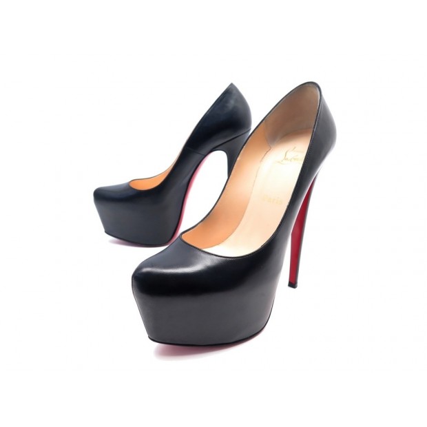 CHAUSSURES CHRISTIAN LOUBOUTIN DAFFODILE 160 KID 1110823 39 CUIR NOIR PUMPS 800€