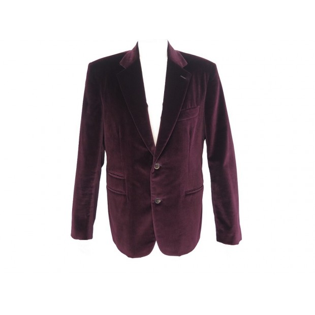 NEUF VESTE HERMES A9200F EN VELOURS COTON PRUNE T 50 M VELVET JACKET VEST 3500€