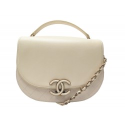 NEUF SAC A MAIN CHANEL COCO CURVE BANDOULIERE CUIR CREME PURSE HAND BAG 5500€