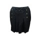 JUPE CHANEL PLISSEE DOUBLE BOUTONNAGE LOGO CC L 42 EN LAINE NOIR SKIRT 4500€