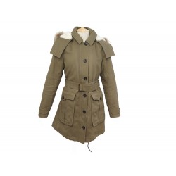 MANTEAU BURBERRY BRIT DUNDEE COAT 3874144 COL FOURRURE M 42 COTON KAKI 1650€