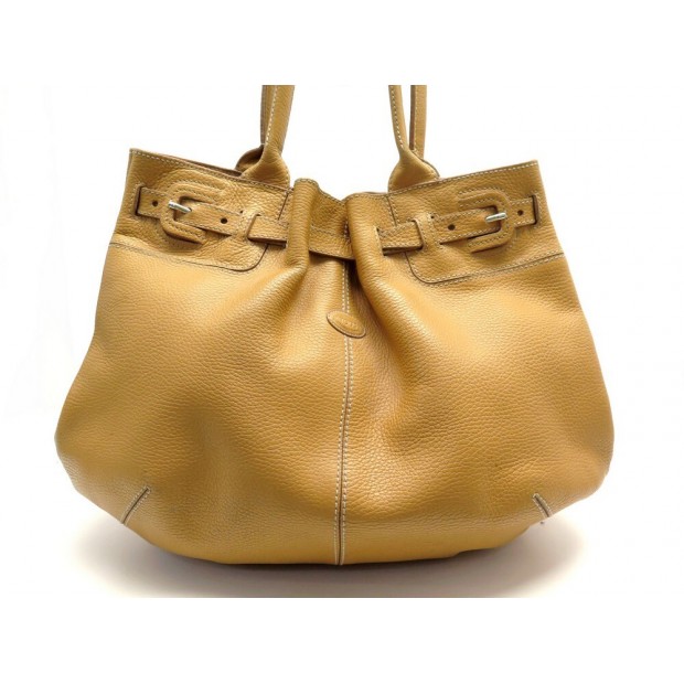 SAC A MAIN TOD'S EN CUIR GRAINE CAMEL + POCHON GRAINED LEATHER HANDBAG 1500€